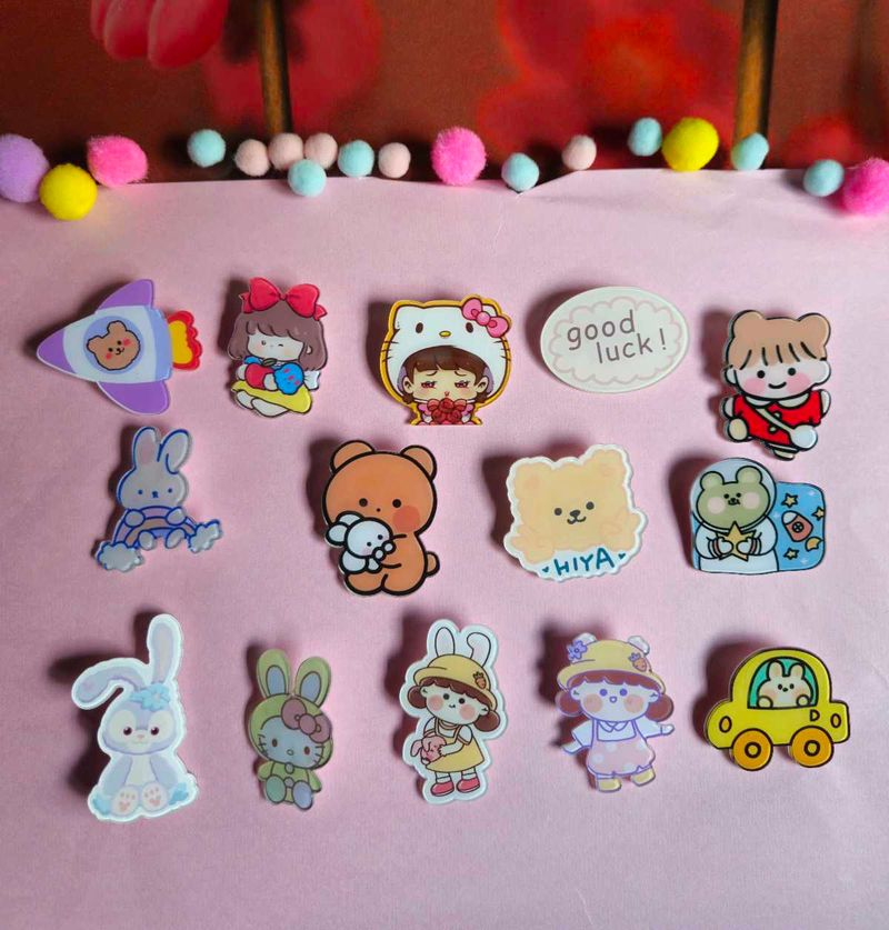 Kawaii Pin Set - Cute Decals