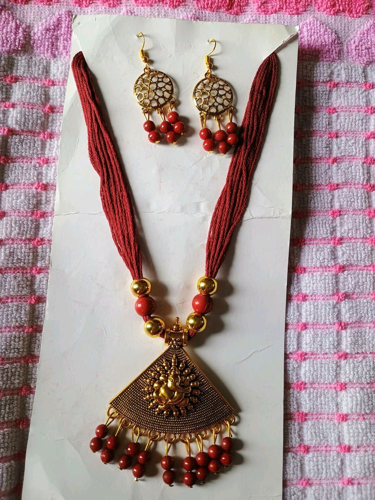 Red Beads Jewellery Set