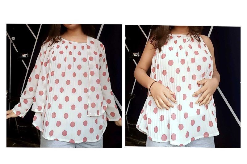Polka Dot Pleated Top