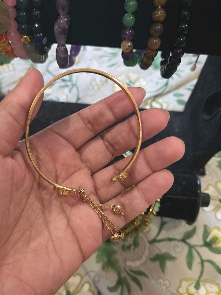 Gold Polish Adjustable Bangle