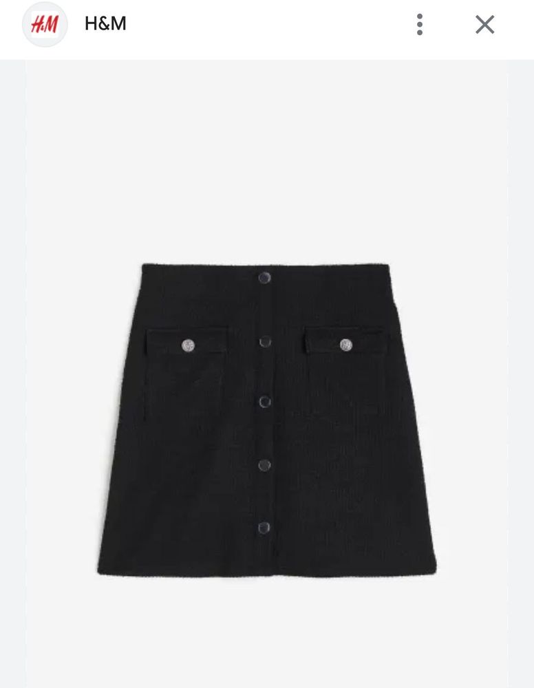 H&amp;M Black Button-Front Mini Skirt