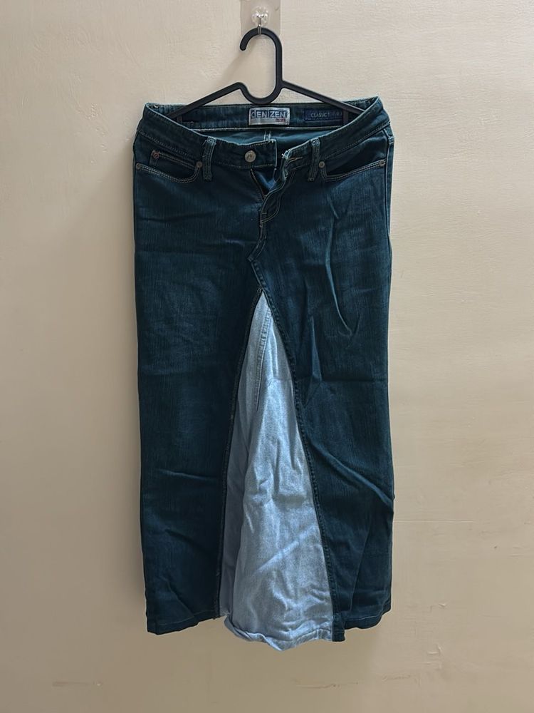 Denim Upcycled Hand Stitched Skirt