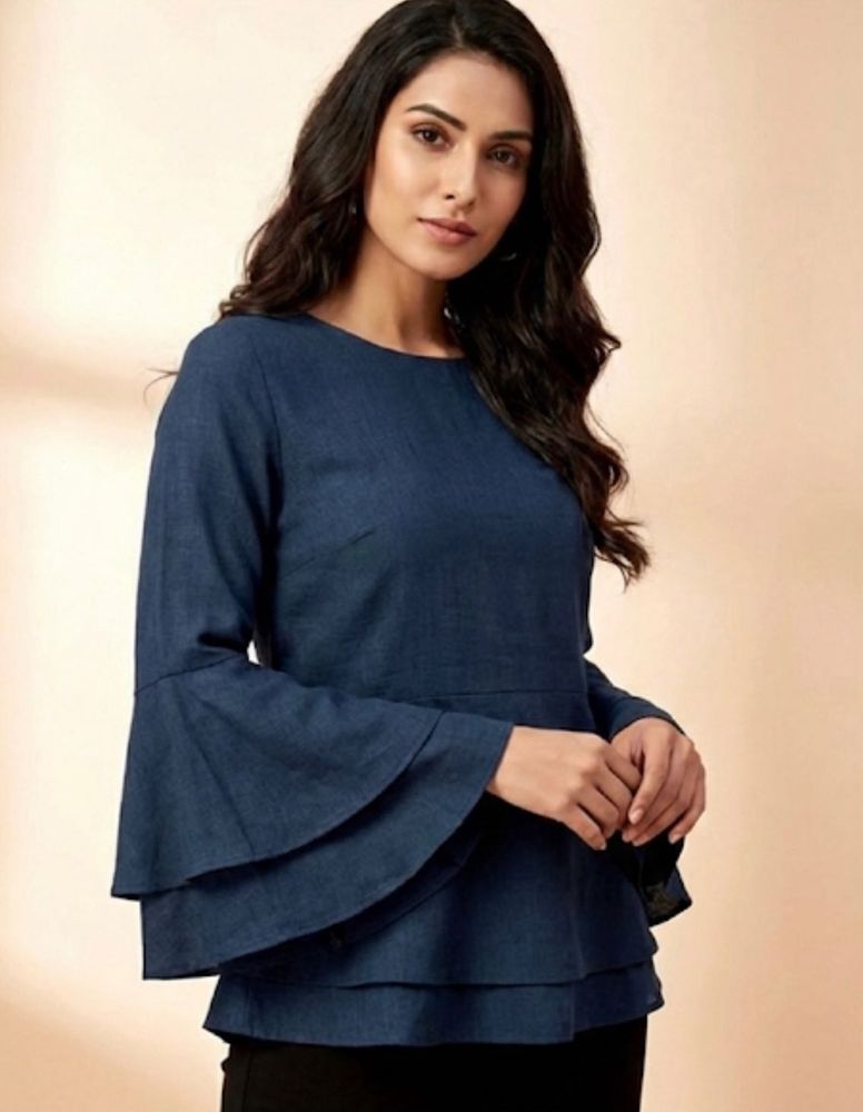 Beautiful Navy Bell Sleeve Top