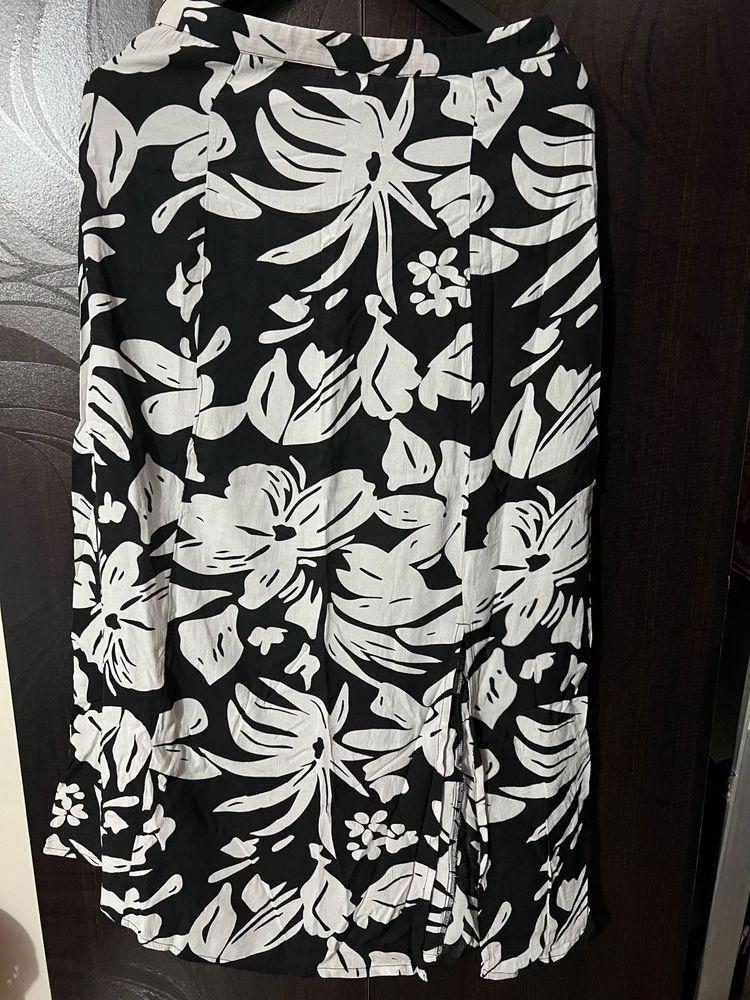 Floral Print Midi Skirt -S