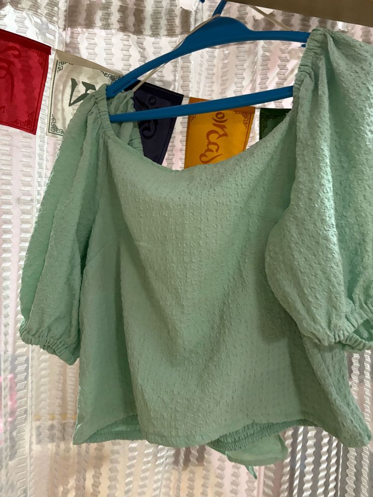 Mint Green Puff Sleeve Top