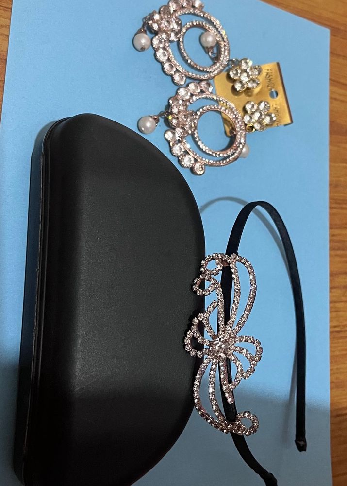 Dazzling Earrings &amp; Embellished Hairband Set
