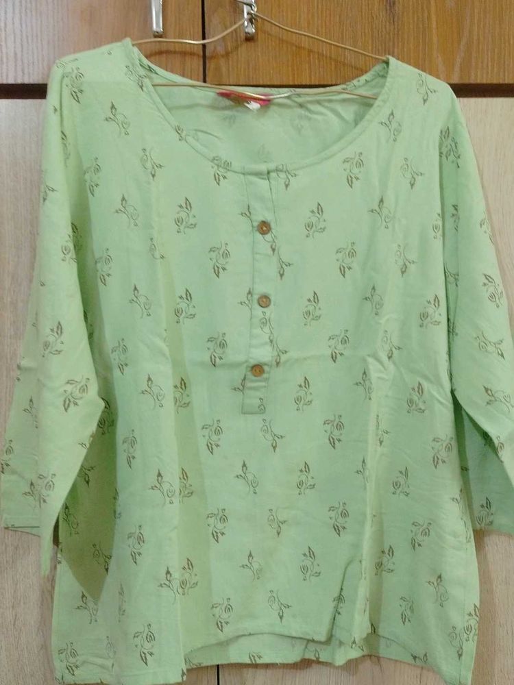 Green Floral Print Top