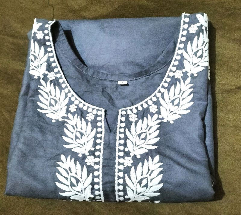 Grey Chicken Kari Short Kurta