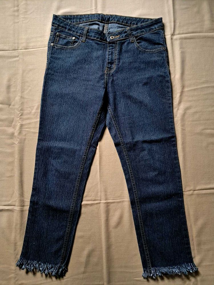 Women’s Mid-Rise Dark Indigo Jeans | Waist 34"
