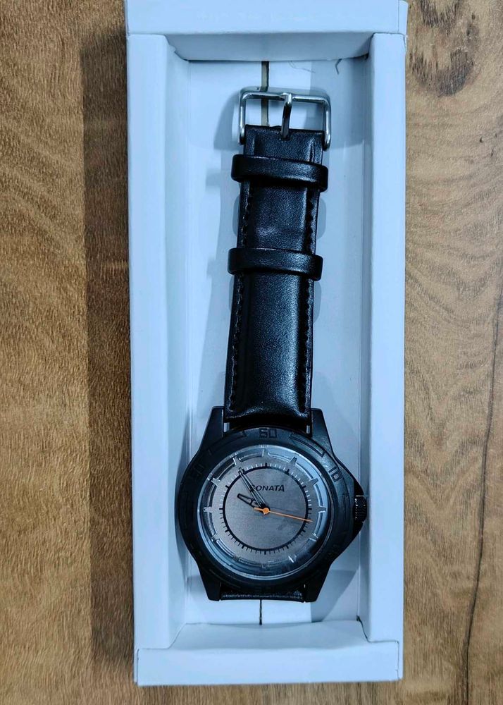 Sonata Black Analogue Watch 77018PL01