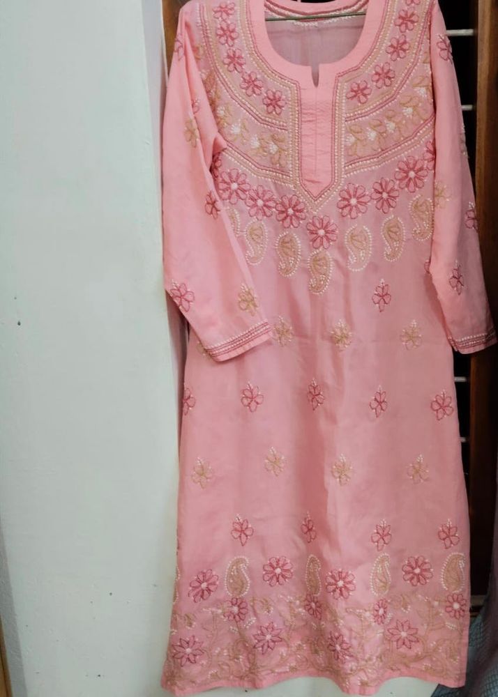 Peach Embroidery Kurta