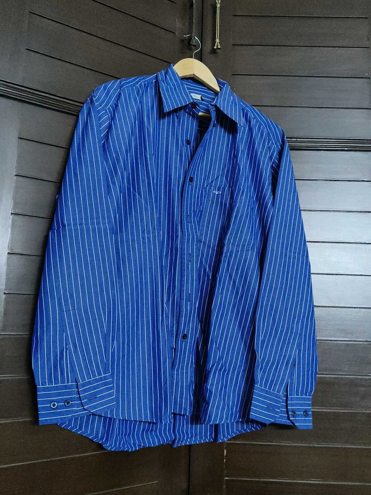 Colorplus Men Striped Blue Shirt