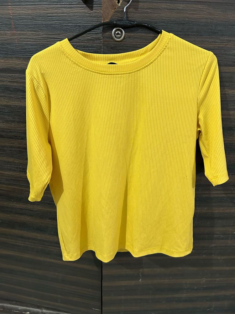 Ribbed Yellow Cropped Top