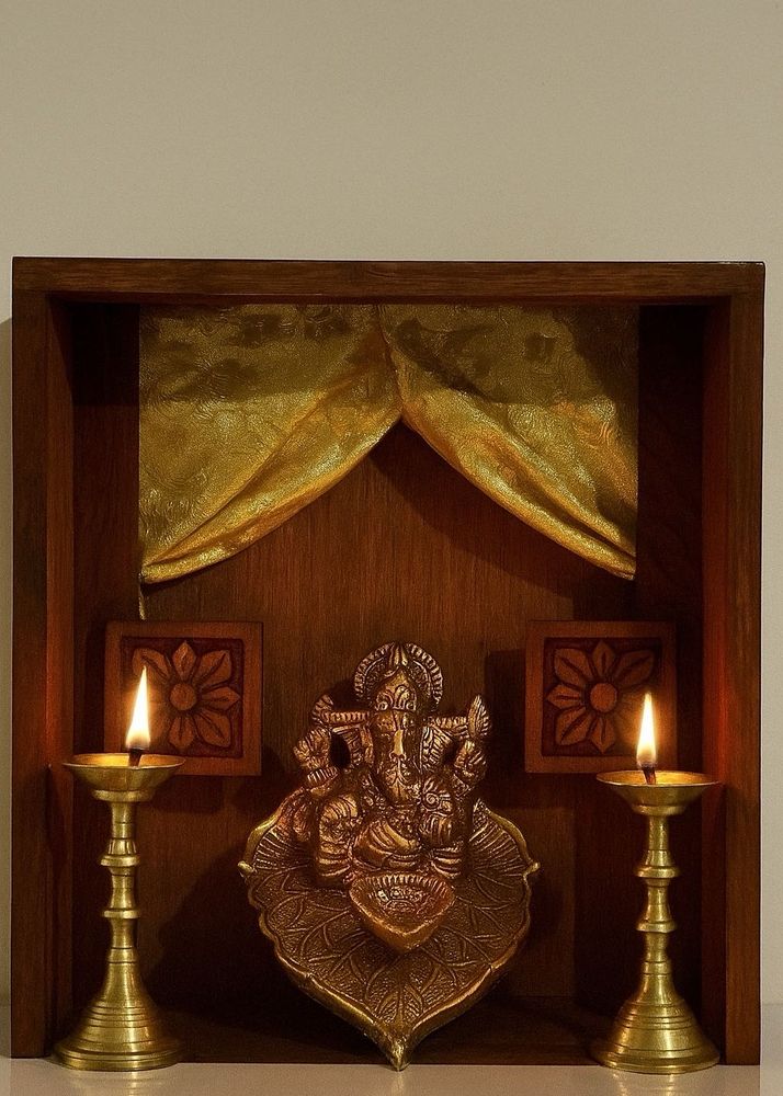 Ganesha Idol in Wooden Shrine.