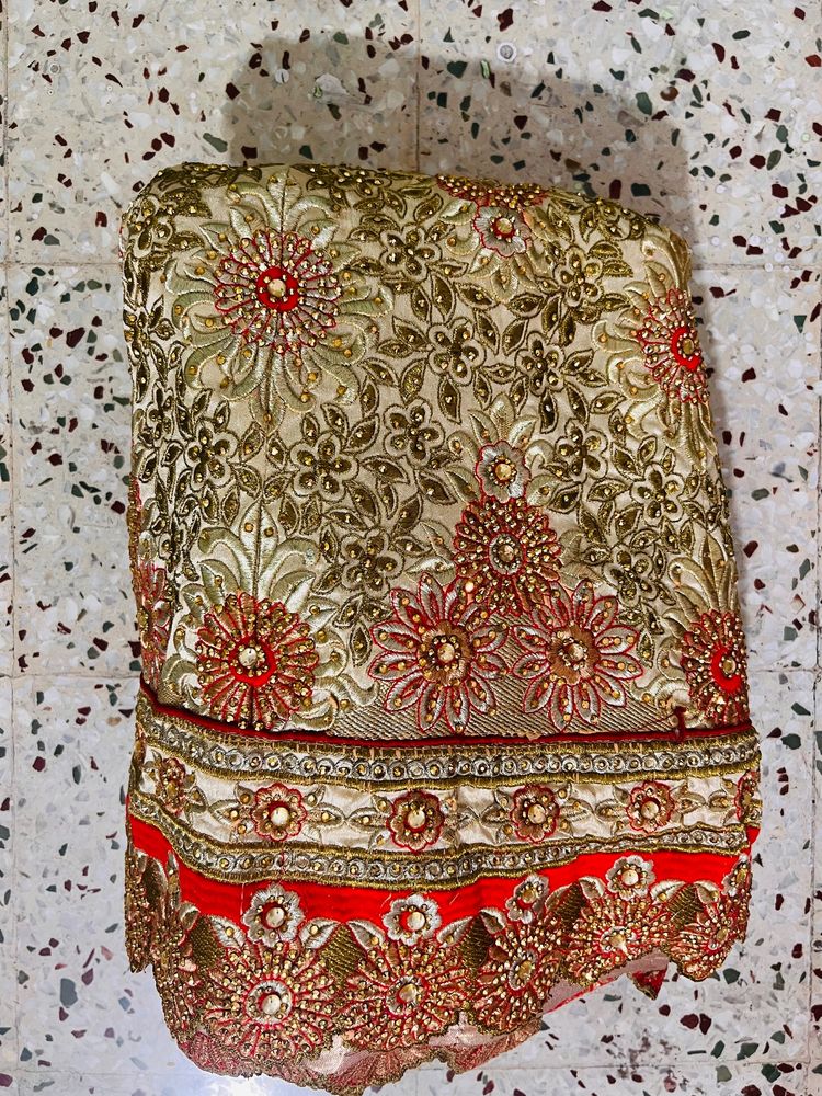 Beige&amp;Red Colour Bridal Lehenga,Blouse,Dupatta F
