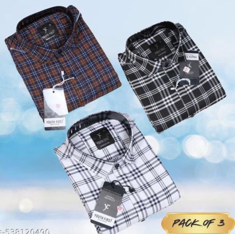 3 combo Stylish Men&#39;s Plaid Shirt Pack