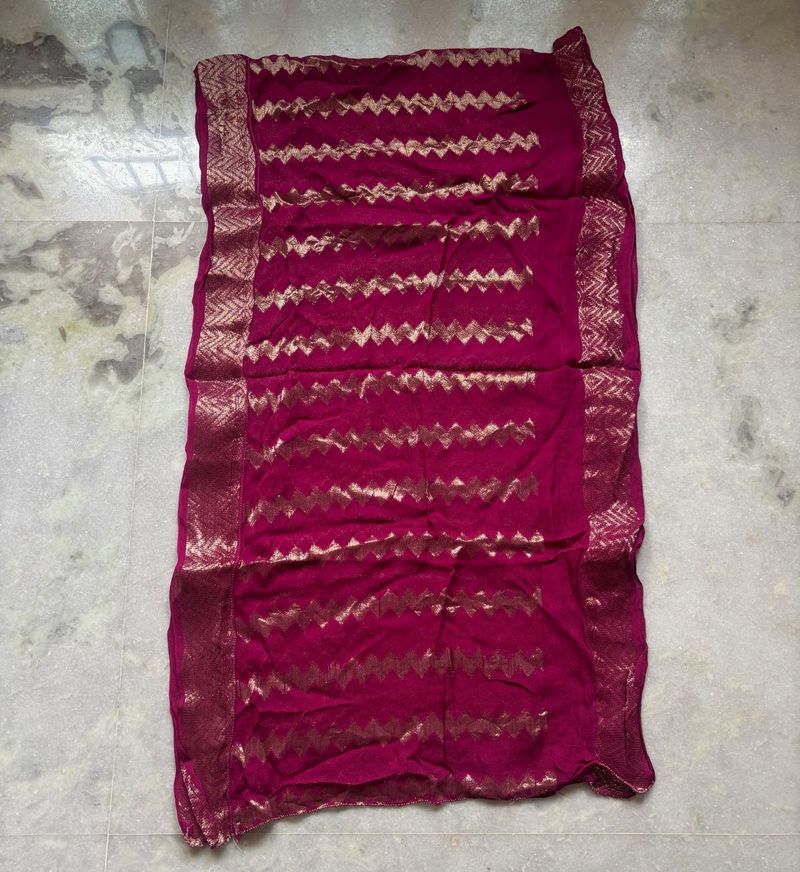 Purple &amp; Gold Print Dupatta