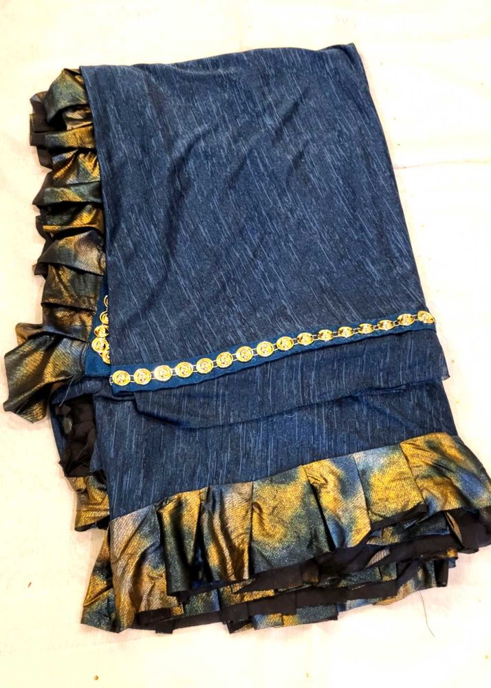 Ruffled Denim Saree