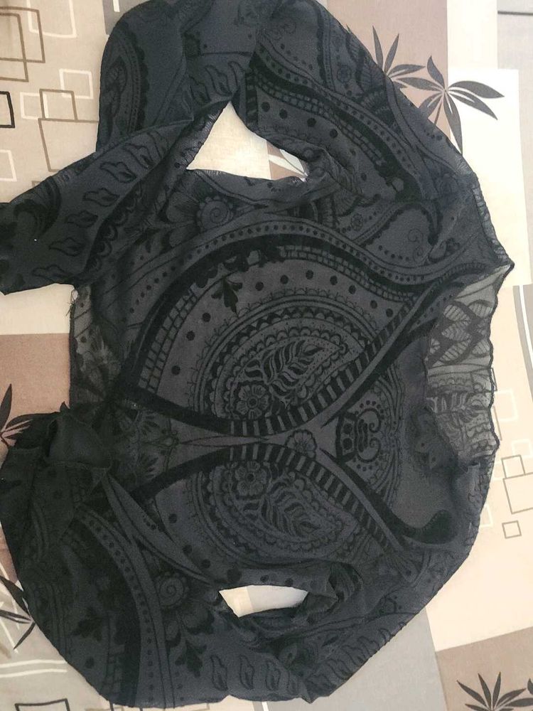 Black Sheer Paisley Top