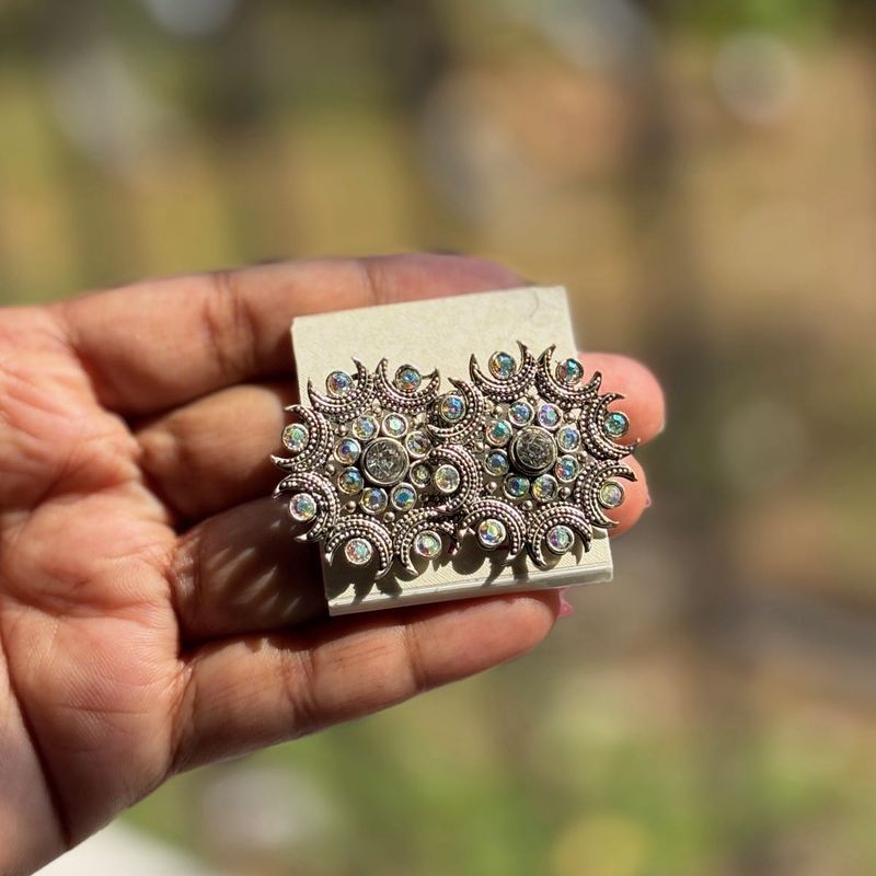 Ethnic Silver Stud Earrings