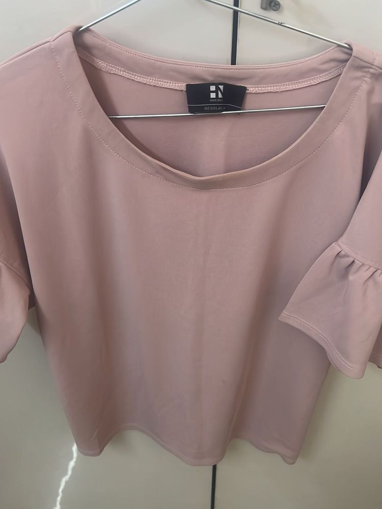 Pink Ruffle Sleeve Top - Medium