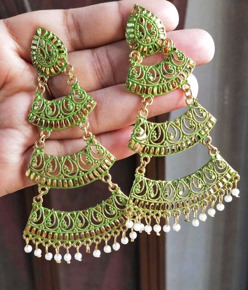 Green Dangle Earrings