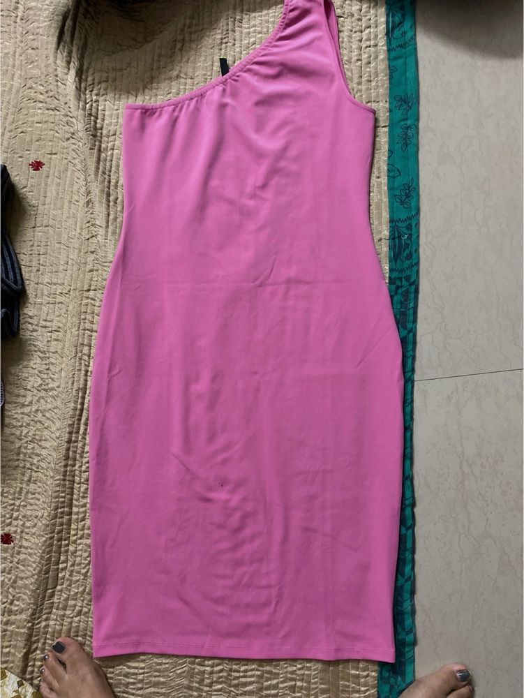Pink One-Shoulder Mini Dress