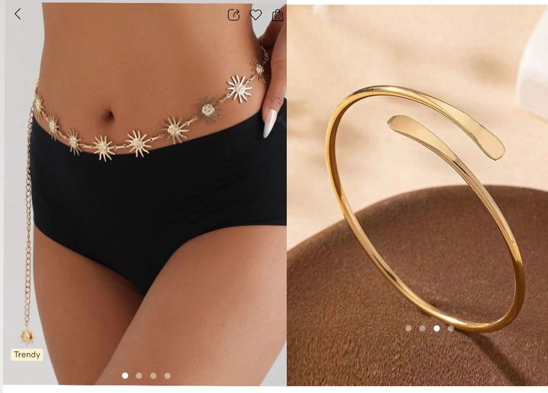Gold Tone Body Chain &amp; Handcuff Set