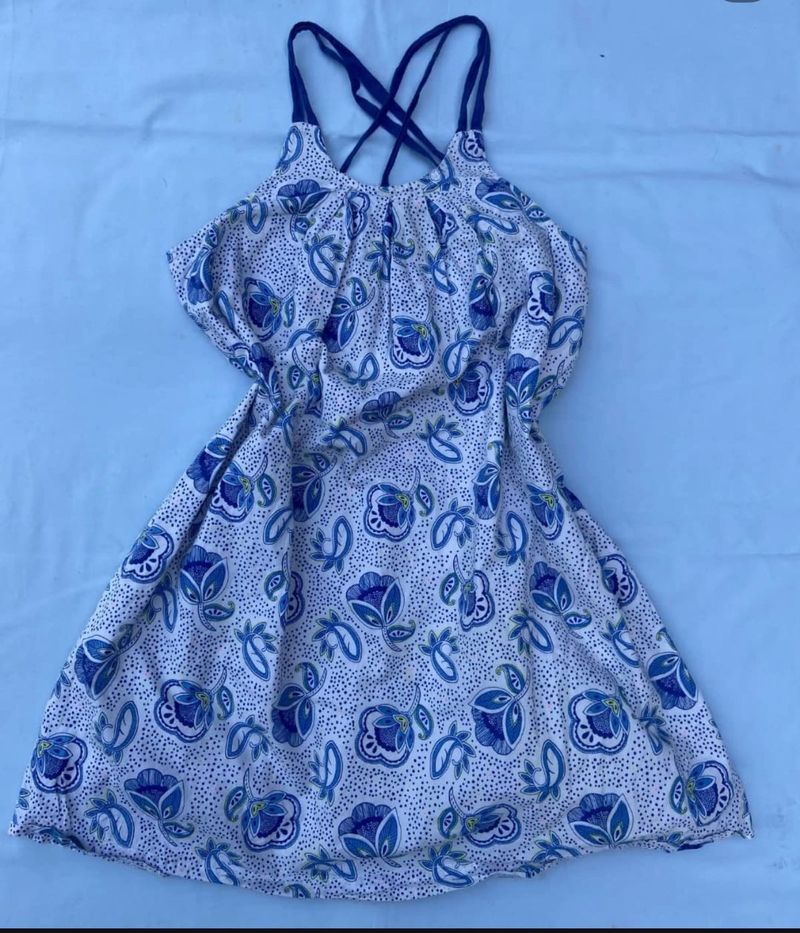 Floral Kurti Top with Criss-Cross Straps