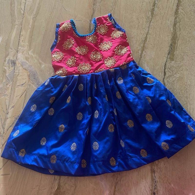 Never Worn Cute Blue And Pink Frock 0-9month