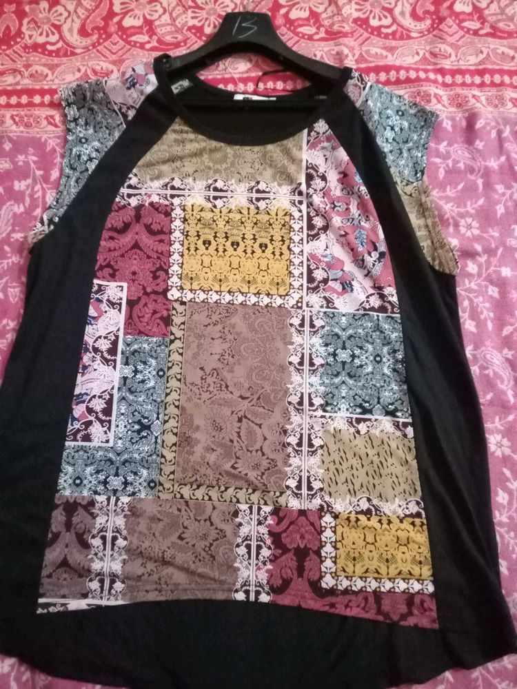 Patchwork Print Sleeveless Top