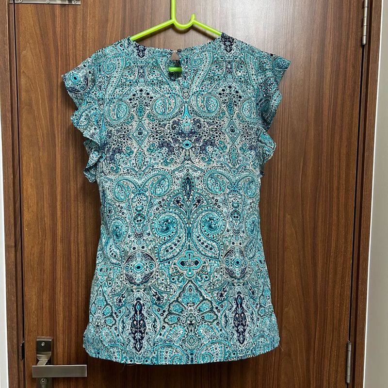 Blue Abstract Print Top