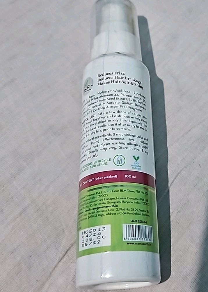 MamaEarth Onion Hair Serum with Onion and Biotin for Strong, Frizz-Free Hair