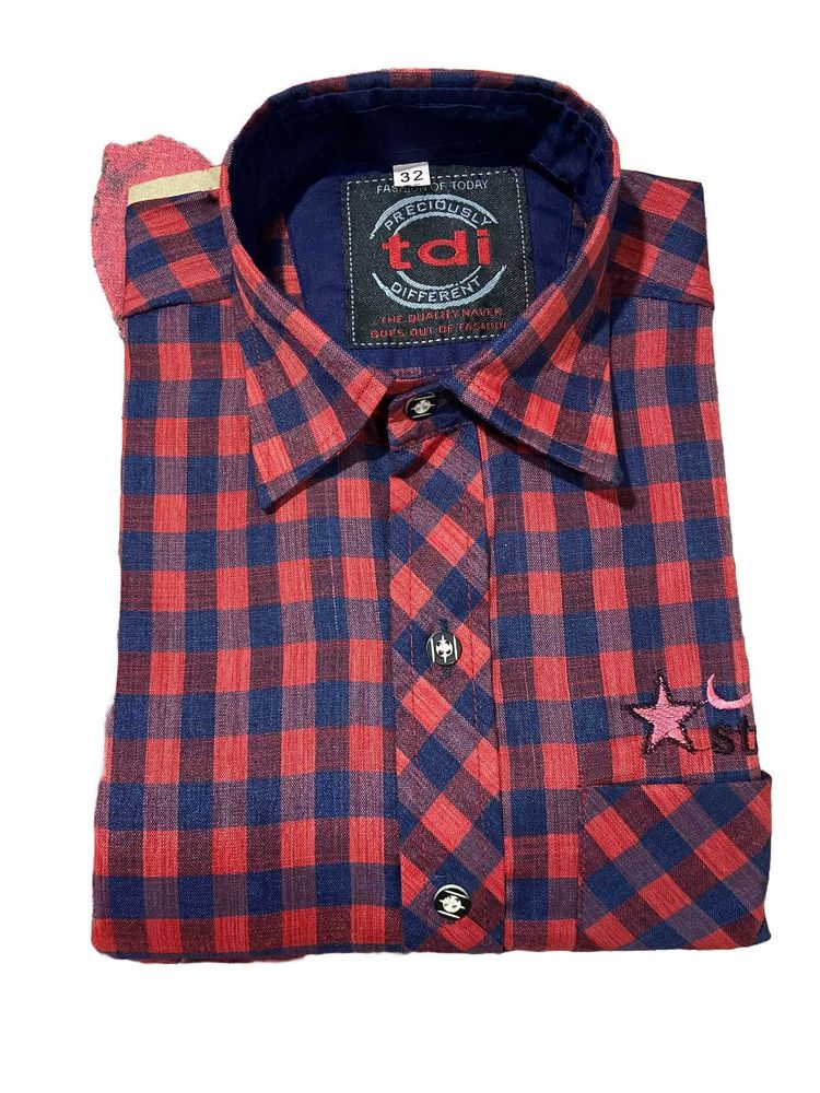 Red &amp; Navy Checkered Shirt