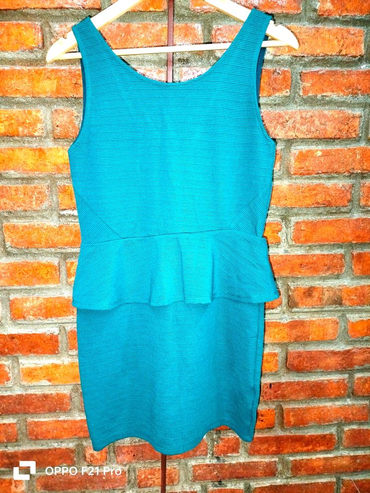 H&amp;M Peplum Dress Eur-42 Dark Sea Green