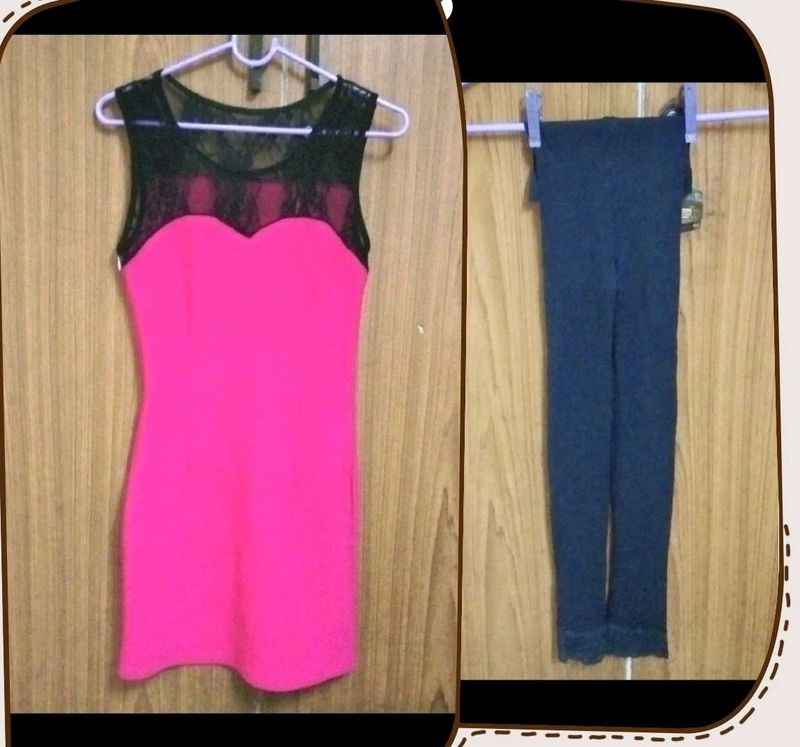 Hot pink bodycon one piece with lagging