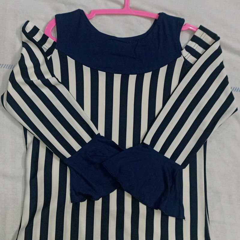 Striped Cold Shoulder Top