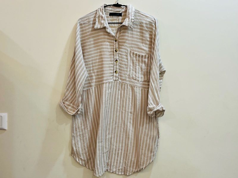 Beige And White Stripe Kurta