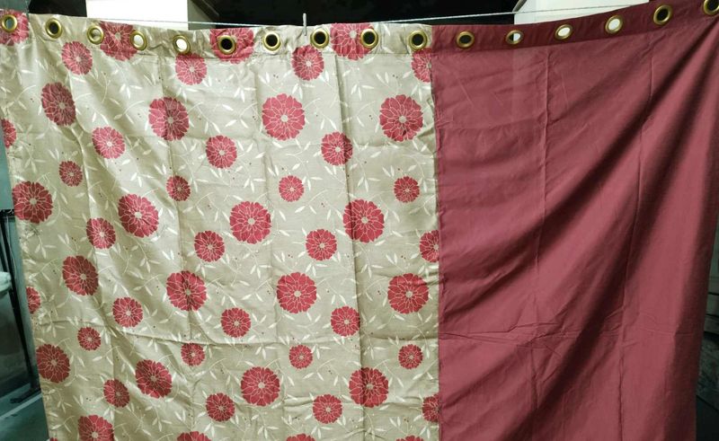 Floral &amp; Solid Curtain Panel Imported