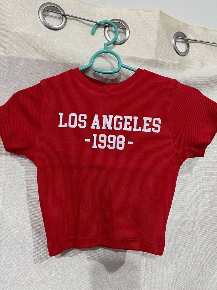 Red Sollobell Crop T-shirt Women