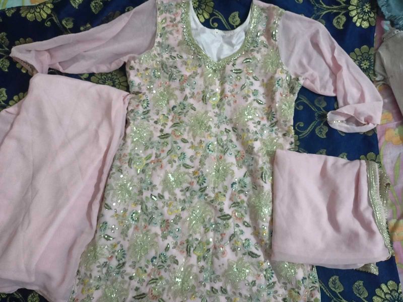 Elegant Pink Embroidered Shalwar Kameez Suit