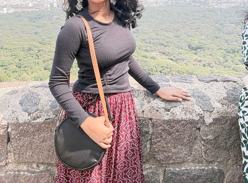 ethnic skirt and black crop top