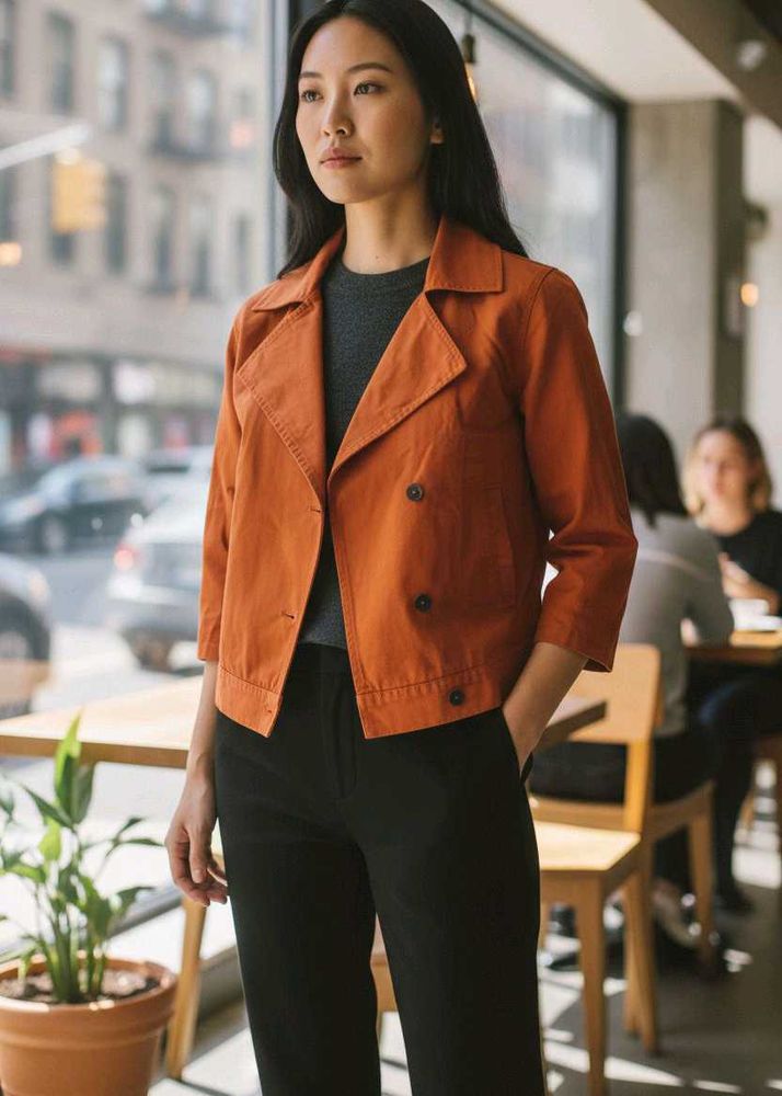 Orange Cropped Jacket