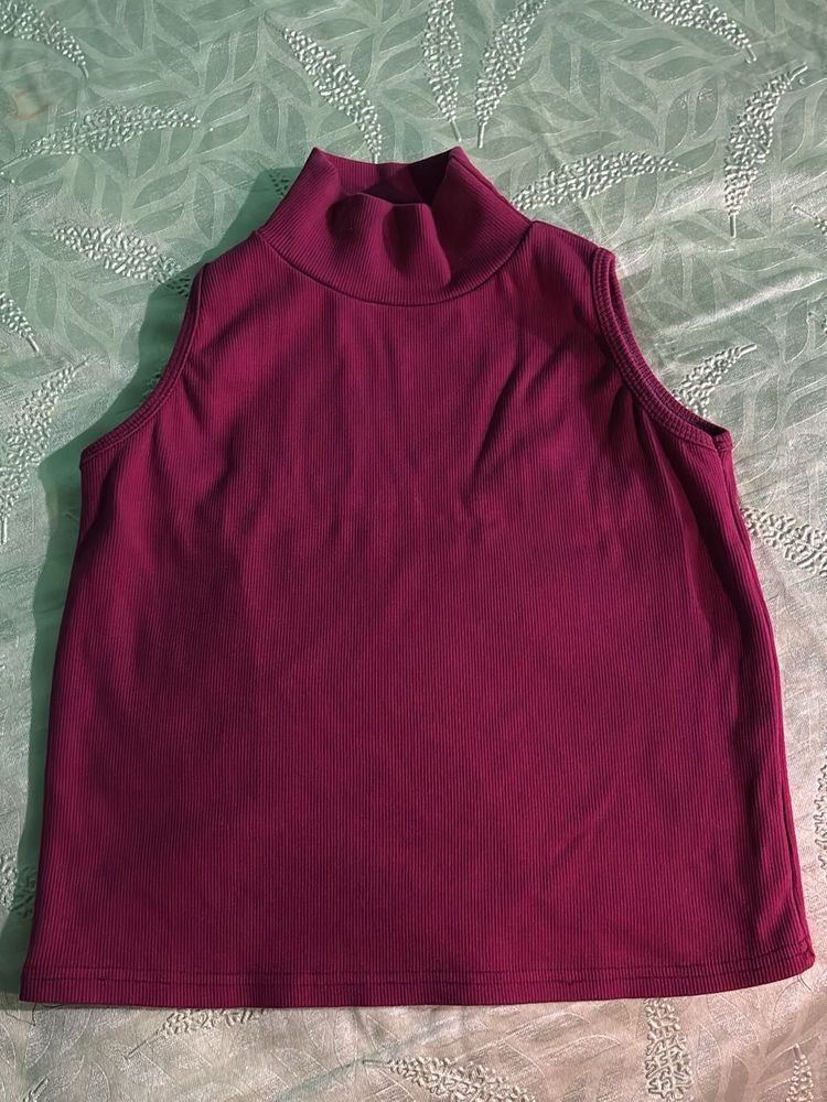 Burgundy Mock Neck Top