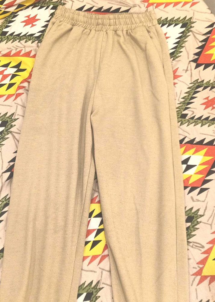 Beige Wide Leg Pants