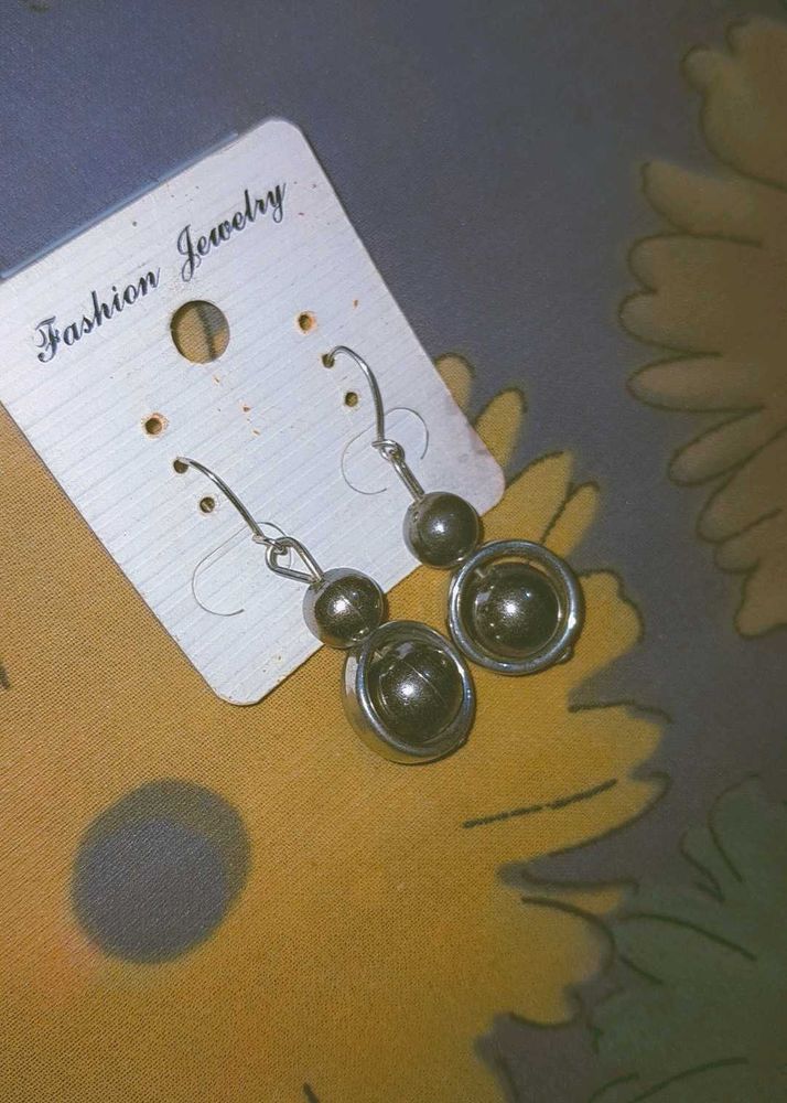 Black Ball Drop Earrings