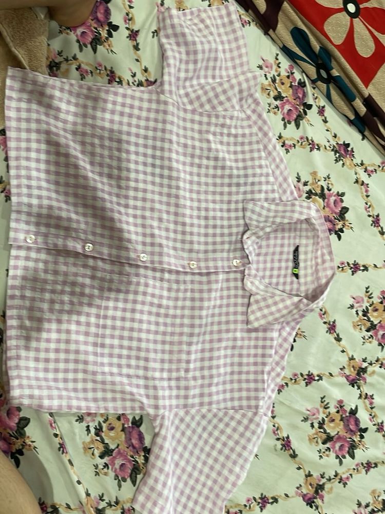 Gingham Button-Down Top