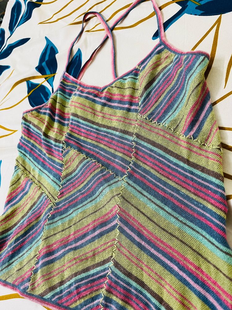 Multicolour Cross Lace Cami Top