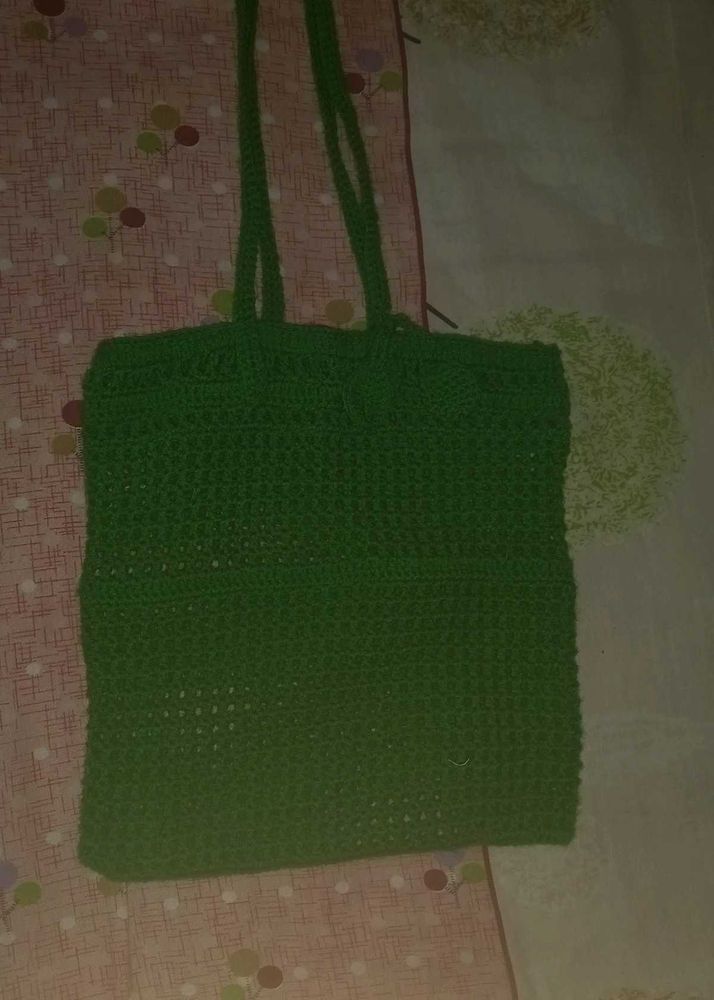 Handmade Green Crochet Tote Bag