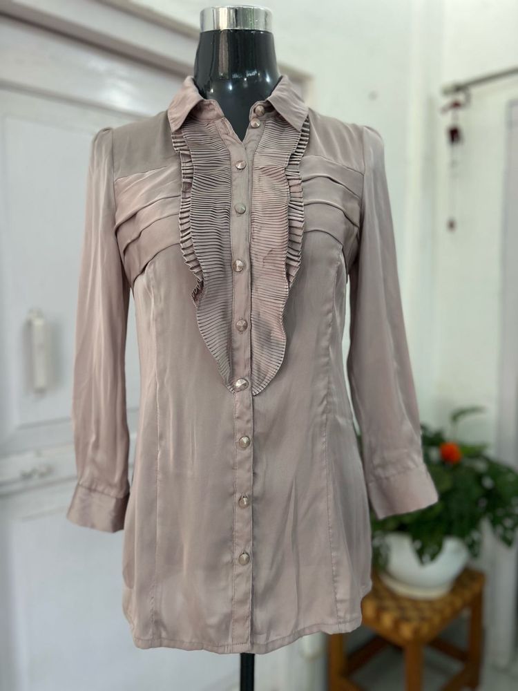 Ruffled Front Button Down
